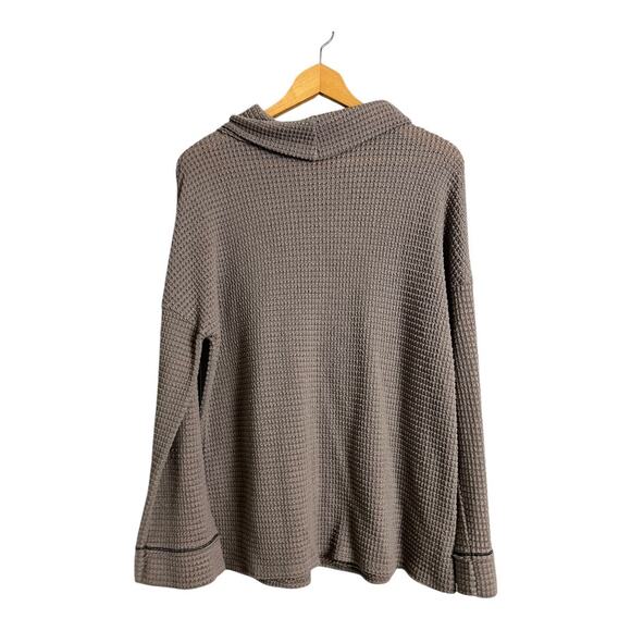 Bibi Beige Waffle Knit Long Sleeve Top Pullover M L Casual Comfy Fall - Picture 3 of 3